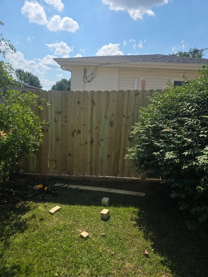 Wood fence detail, freshly built