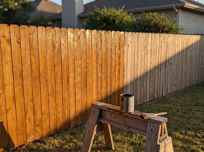 Illustrative example of wood fence staining, not a photo of an actual completed job